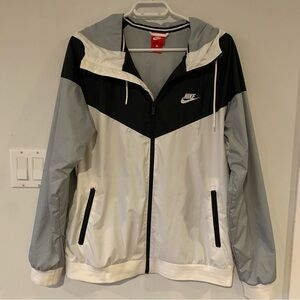Nike Windrunner Windbreaker Jacket Full Zip HoodieMens Large L Black Gray
